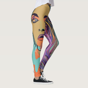 Leggings Abstrait Visage Whimsical Colorful Artsy Amusant t