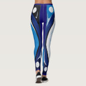 Leggings Abstrait Yin Yang : Moderniste Bleu & Blanc (Dos)
