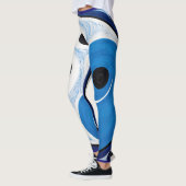 Leggings Abstrait Yin Yang : Moderniste Bleu & Blanc (Gauche)