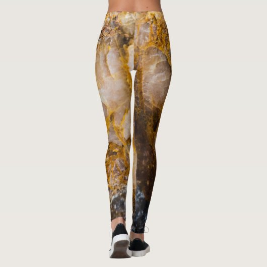 Leggings Abstraite bronze texture de roche minérale blanche (Dos)