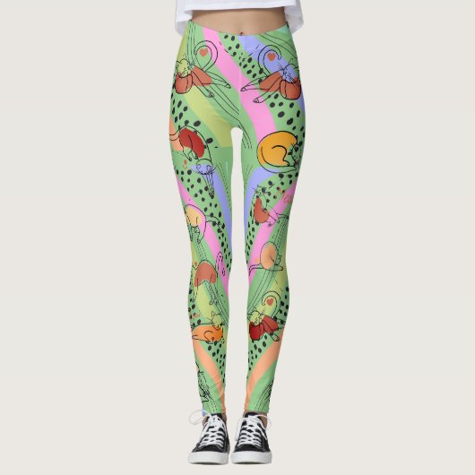 Leggings Abstraite dame aux pattes de chats (Devant)