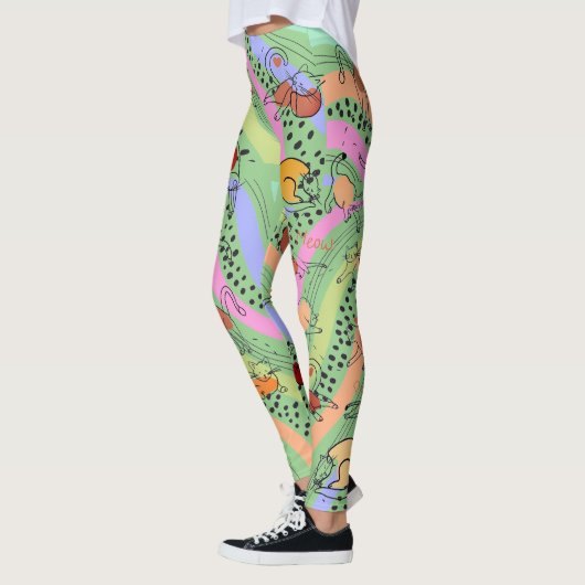 Leggings Abstraite dame aux pattes de chats (Gauche)