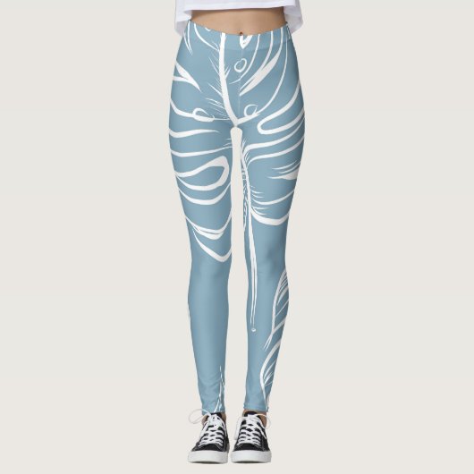 Leggings Abstraite Feuille Tropicale : Verdure transparente (Devant)