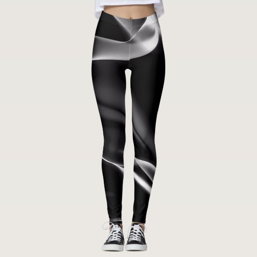 Leggings Abstraite fumée noire et blanche (Devant)