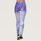 Leggings Abstraite légumineuses à feuilles violettes (Dos)