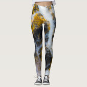 Leggings Abstraite ligne blanche or texture rocheuse (Devant)
