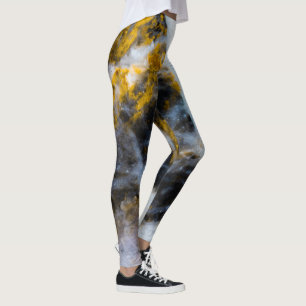 Leggings Abstraite ligne blanche or texture rocheuse