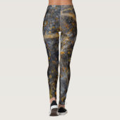 Leggings Abstraite ligne blanche or texture rocheuse (Dos)