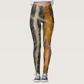 Leggings Abstraite ligne blanche or texture rocheuse (Devant)
