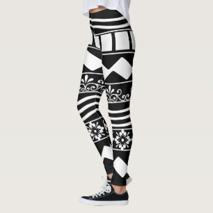 Leggings Abstraite ligne géométrique blanche moderne