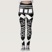 Leggings Abstraite ligne géométrique blanche moderne (Devant)
