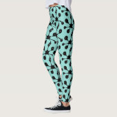 Leggings Abstraite moderne tache de goo noir sur turquoise (Gauche)