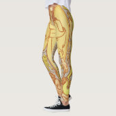 Leggings Abstraite Motif Vintage gris-jaune femmes (Gauche)