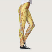 Leggings Abstraite Motif Vintage gris-jaune femmes (Droite)
