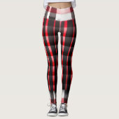 Leggings Abstraite Rouge Noir Plaid Collection moderne (Devant)