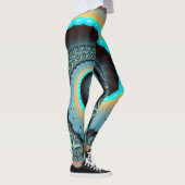 Leggings Abstraite spirale d'art fractal bleu turquoise ora (Droite)