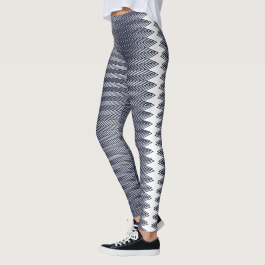 Leggings Abstraites bandes géométriques en noir et blanc, T (Gauche)
