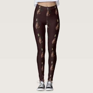 Leggings Abstraites Tulipes roses et d'or minimaliste Botan