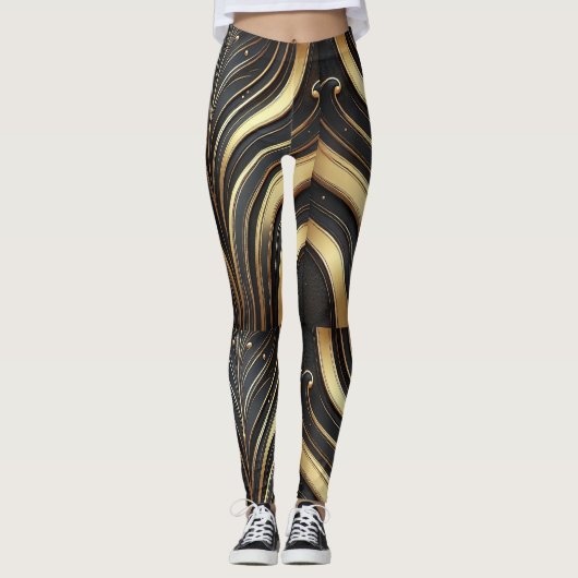 Leggings Abstraits Black & Gold de luxe (Devant)