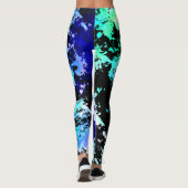 Leggings Abstraits Bleu Vert Violet avec Tache de (Dos)