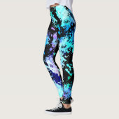 Leggings Abstraits Bleu Vert Violet avec Tache de (Gauche)