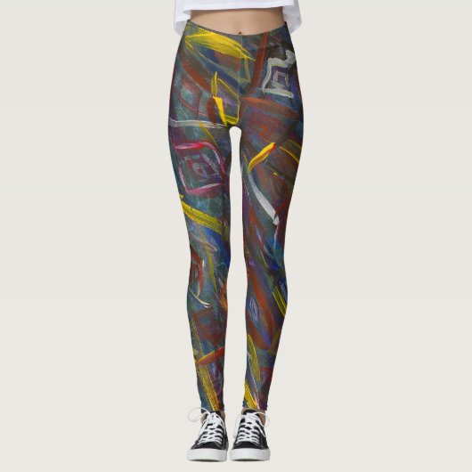 Leggings Abstraits colorés "Carrés" (Devant)