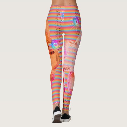 Leggings Abstraits de Designer aux couleurs orange (Dos)
