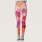 Leggings Abstraits de Designer aux couleurs orange (Devant)