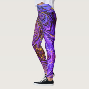 Leggings Abstraits d'or violet