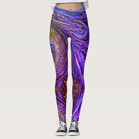 Leggings Abstraits d'or violet (Devant)