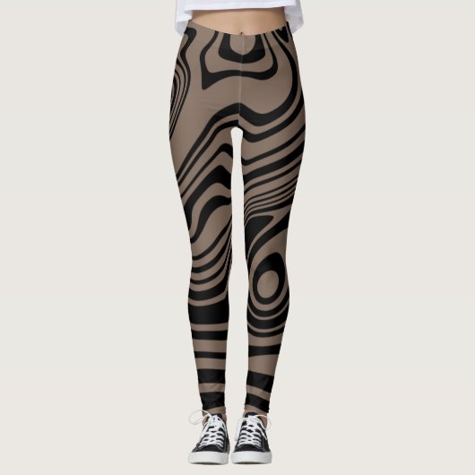 Leggings Abstraits en noir et Brown (Devant)