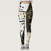 leggings abstraits en or et triangles noirs (Devant)