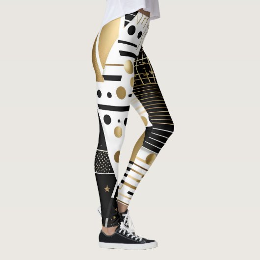 leggings abstraits en or et triangles noirs (Droite)