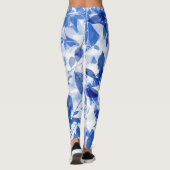 Leggings Abstraits Feuilles bleu et blanc (Dos)