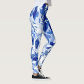 Leggings Abstraits Feuilles bleu et blanc (Droite)