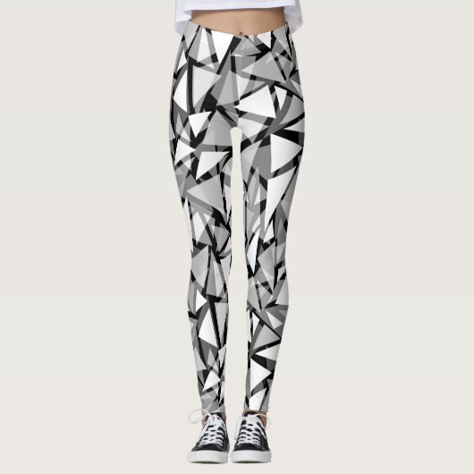 Leggings Abstraits, géométriques Noir et gris (Devant)