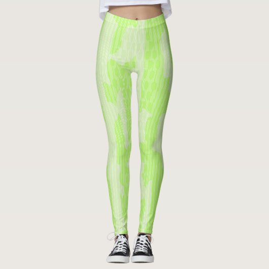 Leggings Abstraits inspirés par le camo néon vert (Devant)