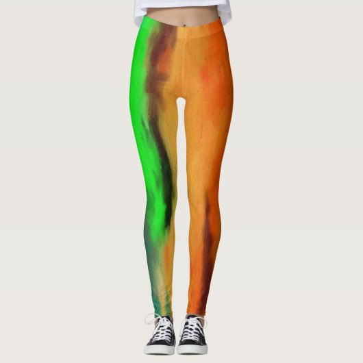 Leggings Abstraits orange vert (Devant)