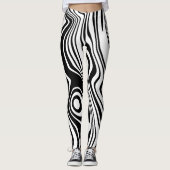 Leggings Abstraits rayés noir et blanc (Devant)