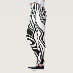 Leggings Abstraits rayés noir et blanc