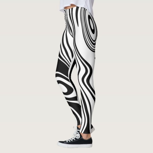 Leggings Abstraits rayés noir et blanc (Gauche)