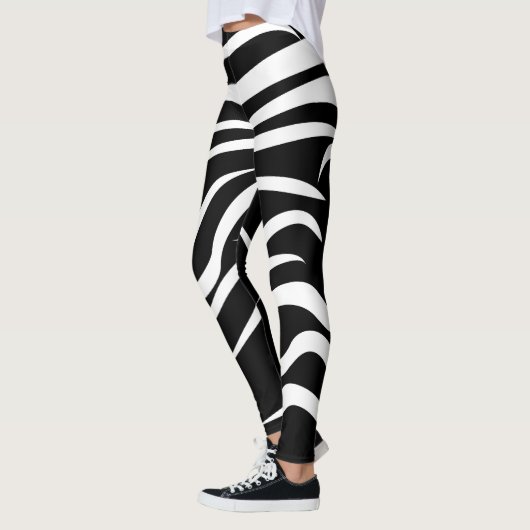 Leggings Abstraits rayés noir et blanc (Gauche)
