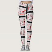 Leggings Abstraits rouges, noirs et blancs (Devant)