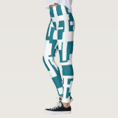 Leggings abstraits sarcelle et blanc (Gauche)