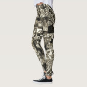 Leggings abstraits sépia noir (Gauche)