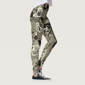 Leggings abstraits sépia noir (Droite)