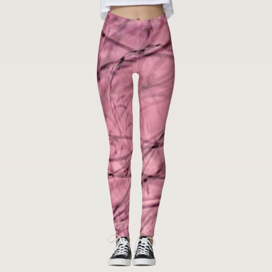 Leggings Abstraits tourbillonnants rose et noir (Devant)