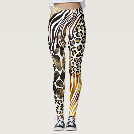 Leggings Accents d'or Posters de animaux mixtes audacieux (Devant)