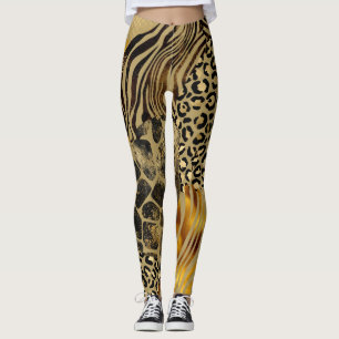Leggings Accents d'or Posters de animaux mixtes audacieux