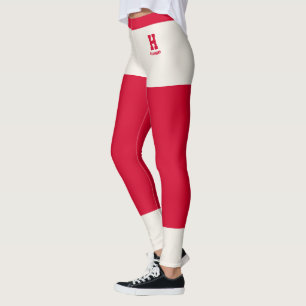 Leggings Accents en ivoire solide rouge cerise classe perso